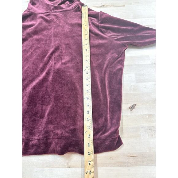 Dolce Vida Velour Burgundy Women 2X Track Hoodie Jacket Full Zip Long Sleeve Y2K - Picture 6 of 7